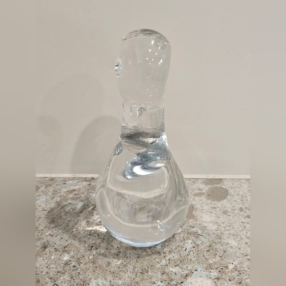 Vintage FM Konstglas Ronneby Sweden Crystal Clear Glass Duck Paperweight Decor - Picture 7 of 9